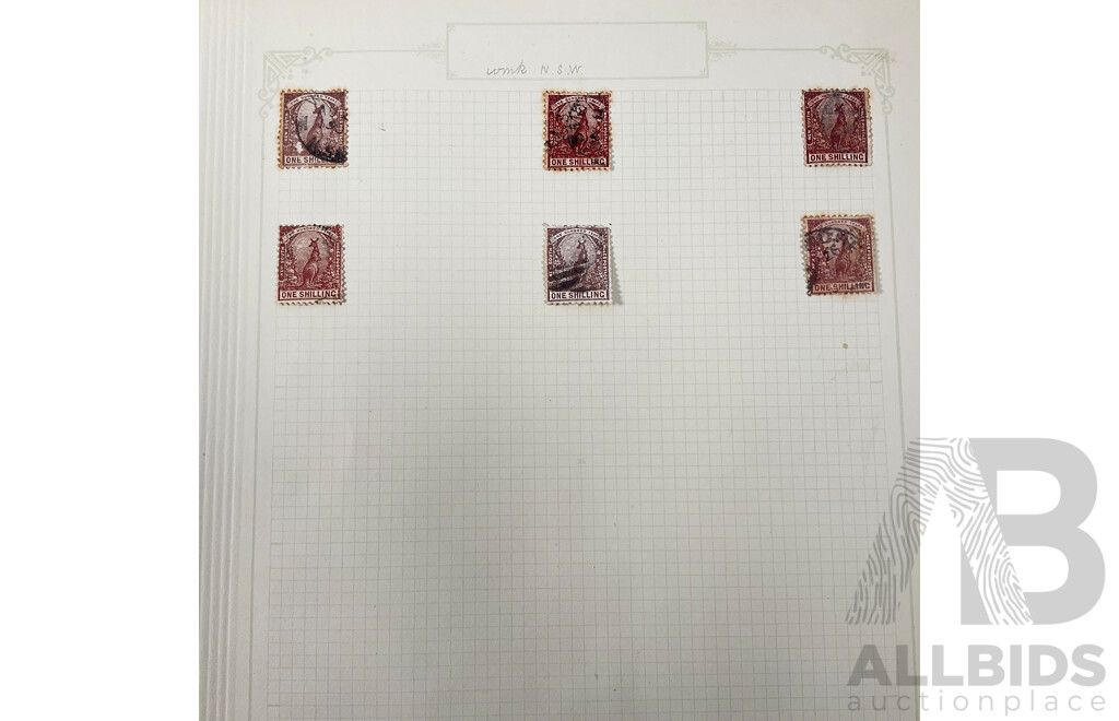 Collection of Australian New South Wales Stamps, Examples Spanning 1880's to 1890's Including Hand Cancels, NSW Centenary, QV, One Shillings