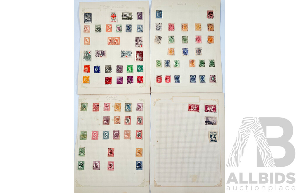 Collection of Finland Stamps, Examples Spanning 1917 to 1930's Including Overprints, Mint Hinged