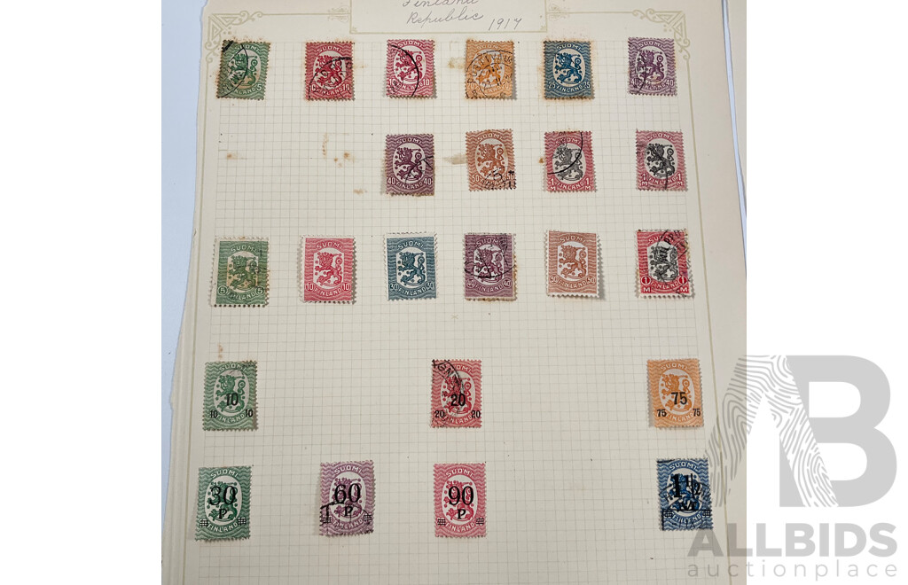 Collection of Finland Stamps, Examples Spanning 1917 to 1930's Including Overprints, Mint Hinged