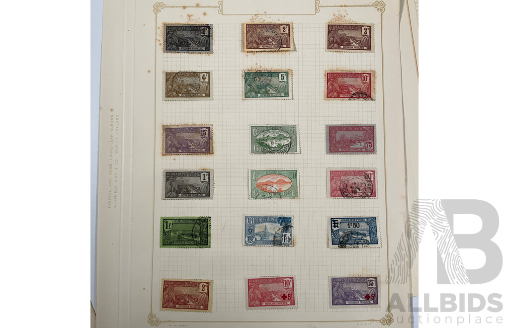 Collection of French Colony Stamps Including Guiana, Guadeloupe, French Equatorial Africa, Lebanon, Overprints, Mint Hinged