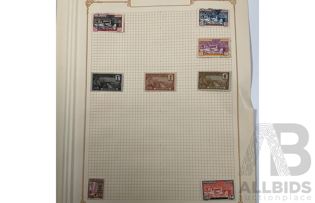 Collection of French Colony Stamps Including Guiana, Guadeloupe, French Equatorial Africa, Lebanon, Overprints, Mint Hinged