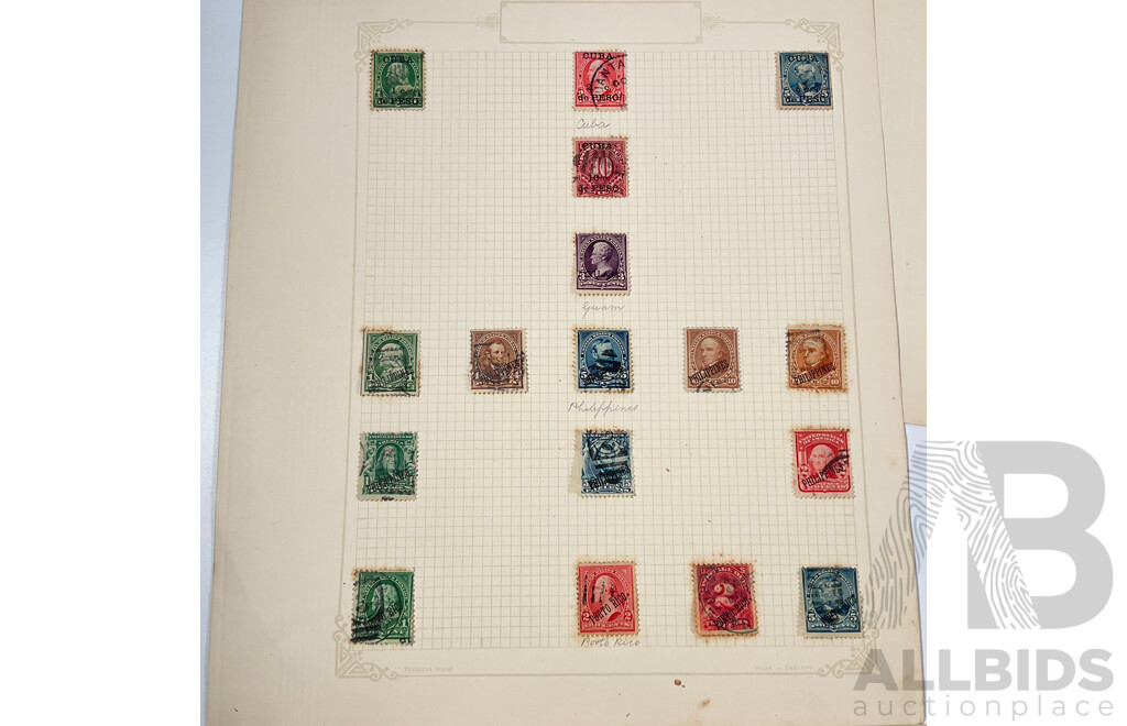 Collection of USA/Philippines, Guam, Cuba Overprint Stamps Including Philippines/Commonwealth with USA Sets, Authors, Poets, Educators, Scientists, Composers
