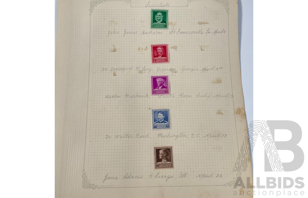 Collection of USA/Philippines, Guam, Cuba Overprint Stamps Including Philippines/Commonwealth with USA Sets, Authors, Poets, Educators, Scientists, Composers