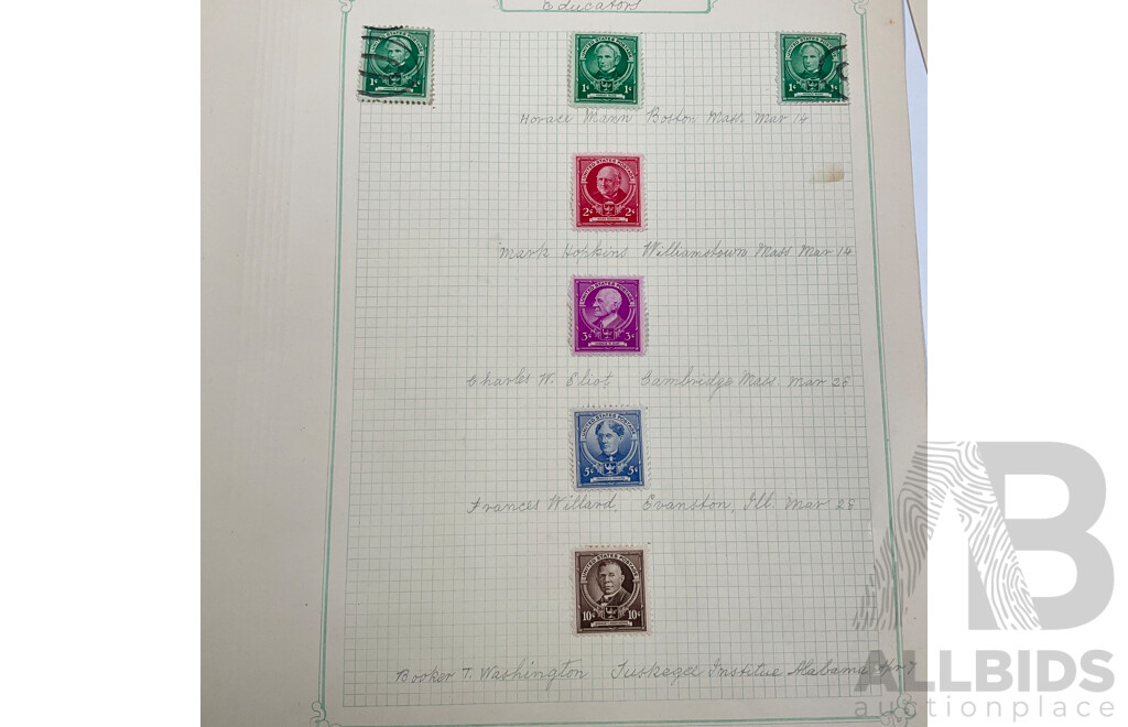 Collection of USA/Philippines, Guam, Cuba Overprint Stamps Including Philippines/Commonwealth with USA Sets, Authors, Poets, Educators, Scientists, Composers
