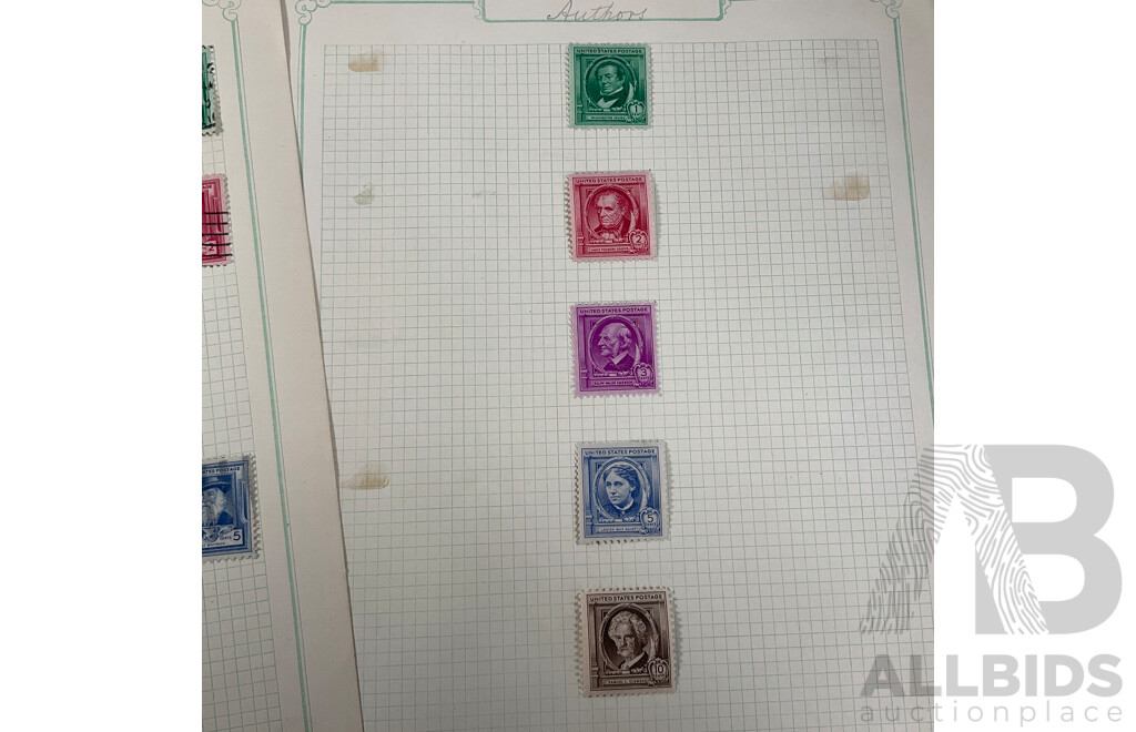 Collection of USA/Philippines, Guam, Cuba Overprint Stamps Including Philippines/Commonwealth with USA Sets, Authors, Poets, Educators, Scientists, Composers