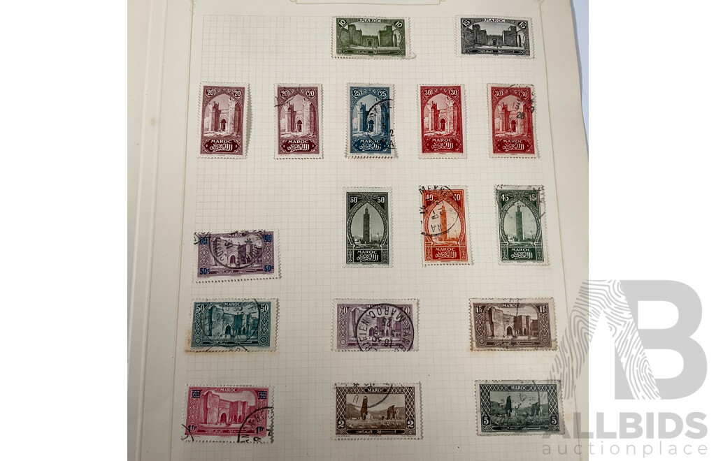 Collection of French Morocco Stamps Including Overprints and Sets