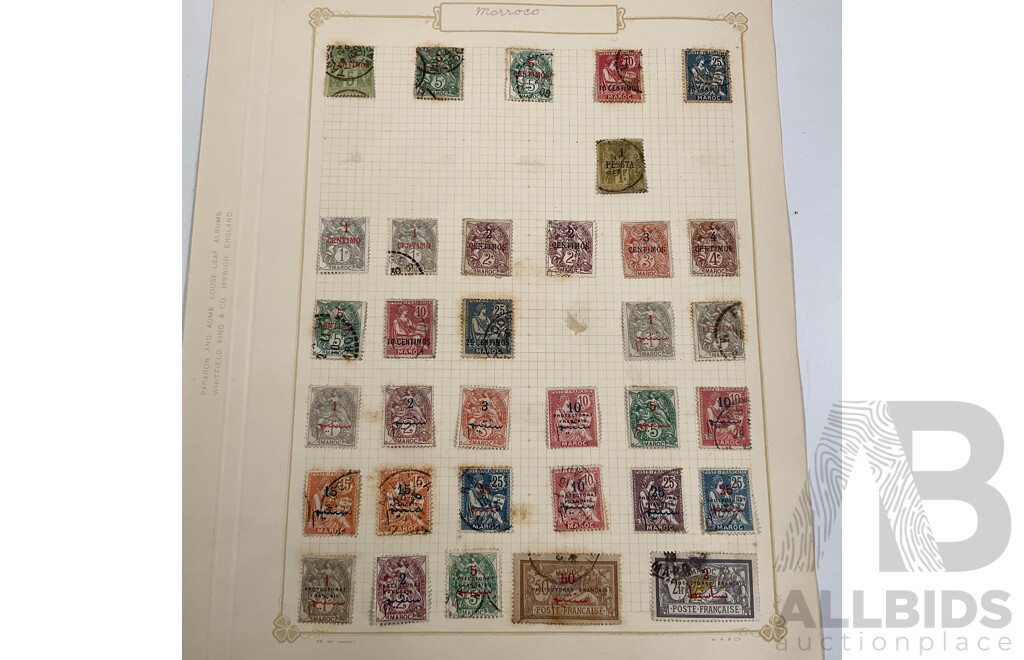 Collection of French Morocco Stamps Including Overprints and Sets