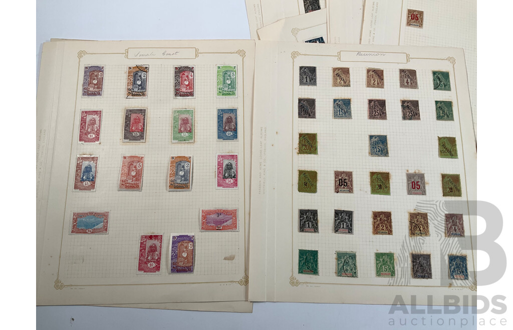 Collection of French Colony Stamps Spanning 1900's to 1930's Including Madagascar, Reunion, Crete, New Caledonia, Mauritania, Somali Coast, Niger, Wallis and Futuna Islands Ivory Coast, Mint Hinged, Overprints, Sets