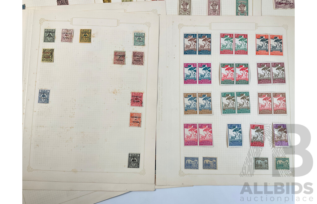 Collection of French Colony Stamps Spanning 1900's to 1930's Including Madagascar, Reunion, Crete, New Caledonia, Mauritania, Somali Coast, Niger, Wallis and Futuna Islands Ivory Coast, Mint Hinged, Overprints, Sets