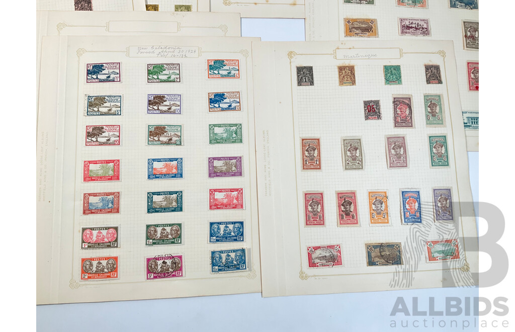 Collection of French Colony Stamps Spanning 1900's to 1930's Including Madagascar, Reunion, Crete, New Caledonia, Mauritania, Somali Coast, Niger, Wallis and Futuna Islands Ivory Coast, Mint Hinged, Overprints, Sets