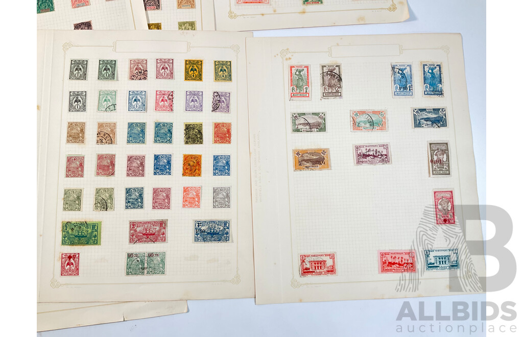 Collection of French Colony Stamps Spanning 1900's to 1930's Including Madagascar, Reunion, Crete, New Caledonia, Mauritania, Somali Coast, Niger, Wallis and Futuna Islands Ivory Coast, Mint Hinged, Overprints, Sets