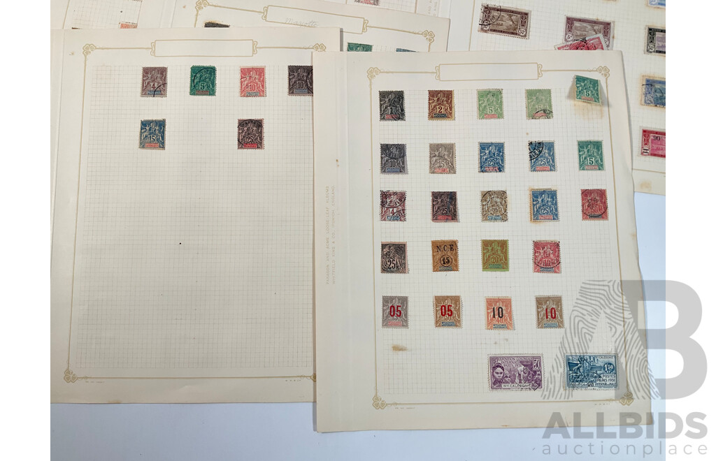 Collection of French Colony Stamps Spanning 1900's to 1930's Including Madagascar, Reunion, Crete, New Caledonia, Mauritania, Somali Coast, Niger, Wallis and Futuna Islands Ivory Coast, Mint Hinged, Overprints, Sets