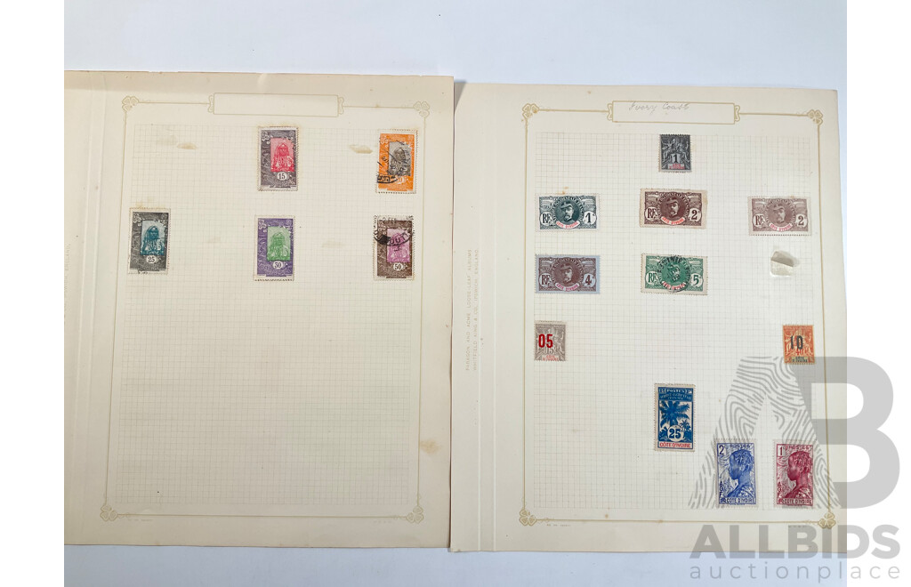 Collection of French Colony Stamps Spanning 1900's to 1930's Including Madagascar, Reunion, Crete, New Caledonia, Mauritania, Somali Coast, Niger, Wallis and Futuna Islands Ivory Coast, Mint Hinged, Overprints, Sets