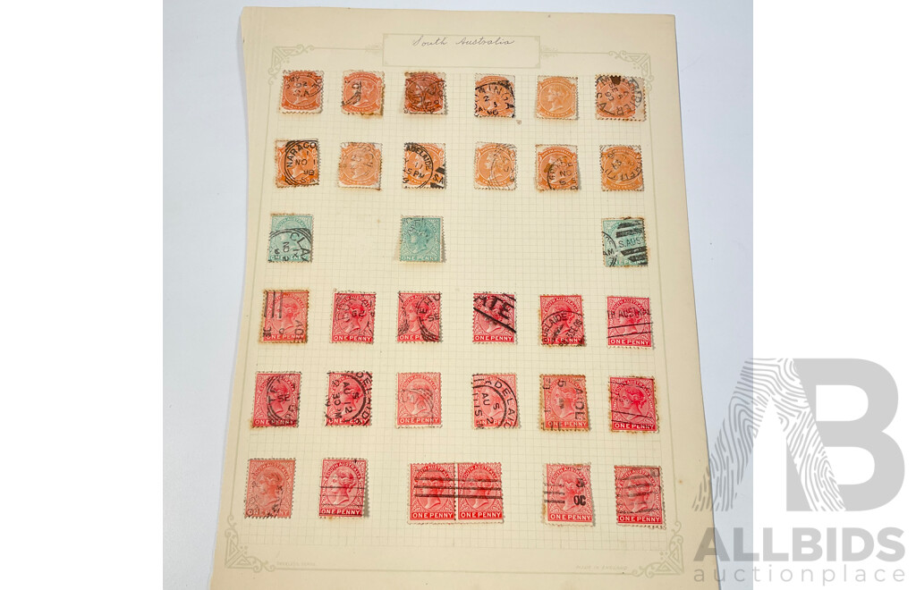 Australian Predecimal State Stamps Including South Australia QV and Western Australia Swan Stamps, One Shilling, Overprints