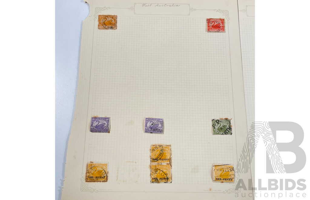 Australian Predecimal State Stamps Including South Australia QV and Western Australia Swan Stamps, One Shilling, Overprints