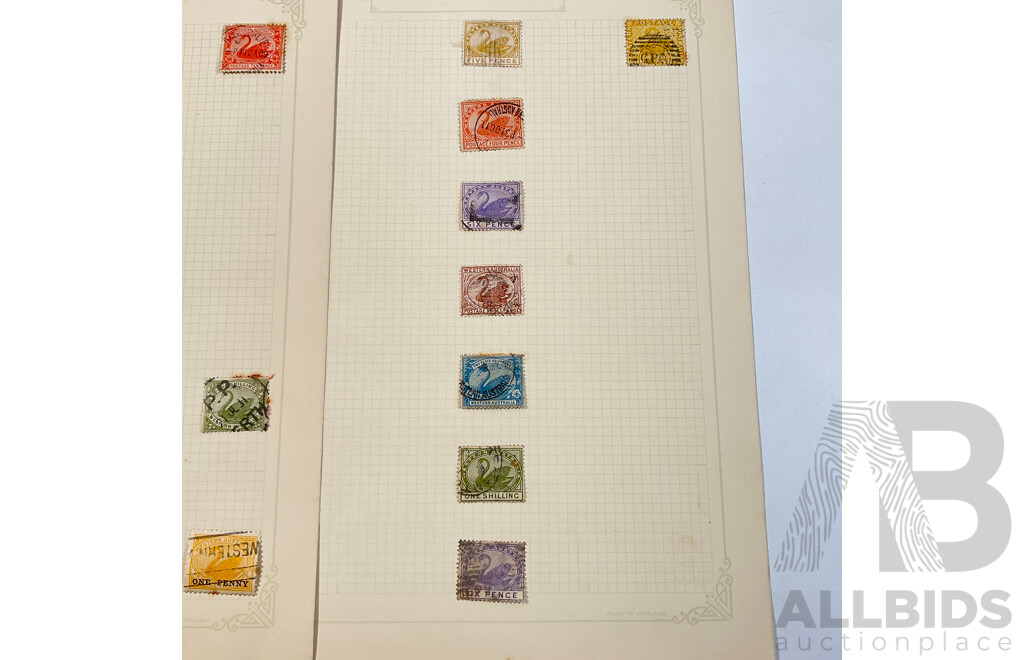 Australian Predecimal State Stamps Including South Australia QV and Western Australia Swan Stamps, One Shilling, Overprints