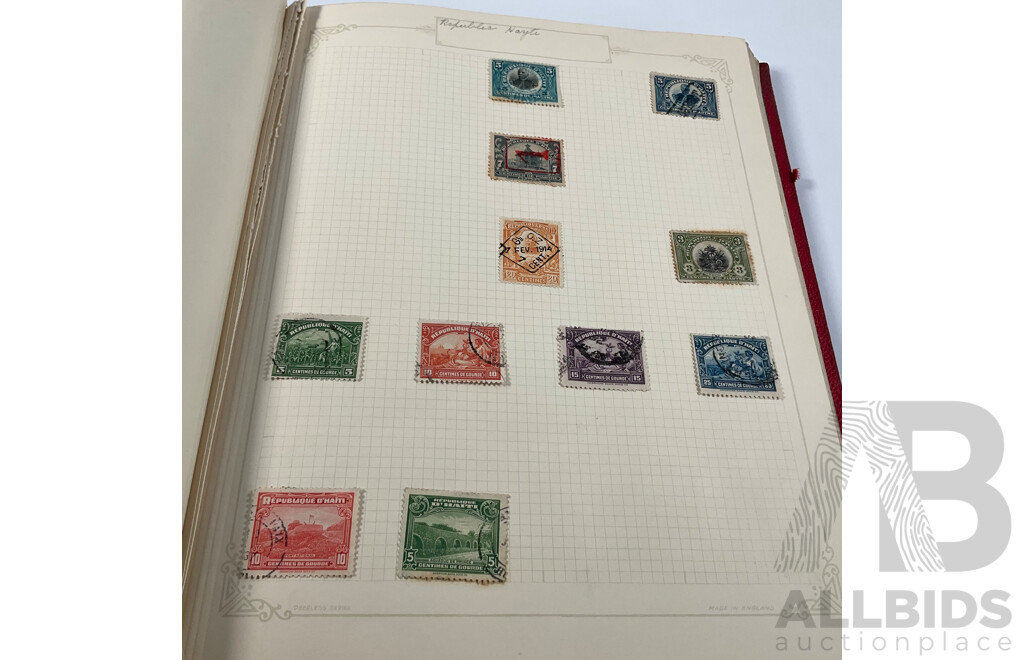 Album of Antique and Vintage Central American Stamps Including Dominica, Paraguay, Salvador, Nicaragua, Honduras, Venezuela, Uruguay