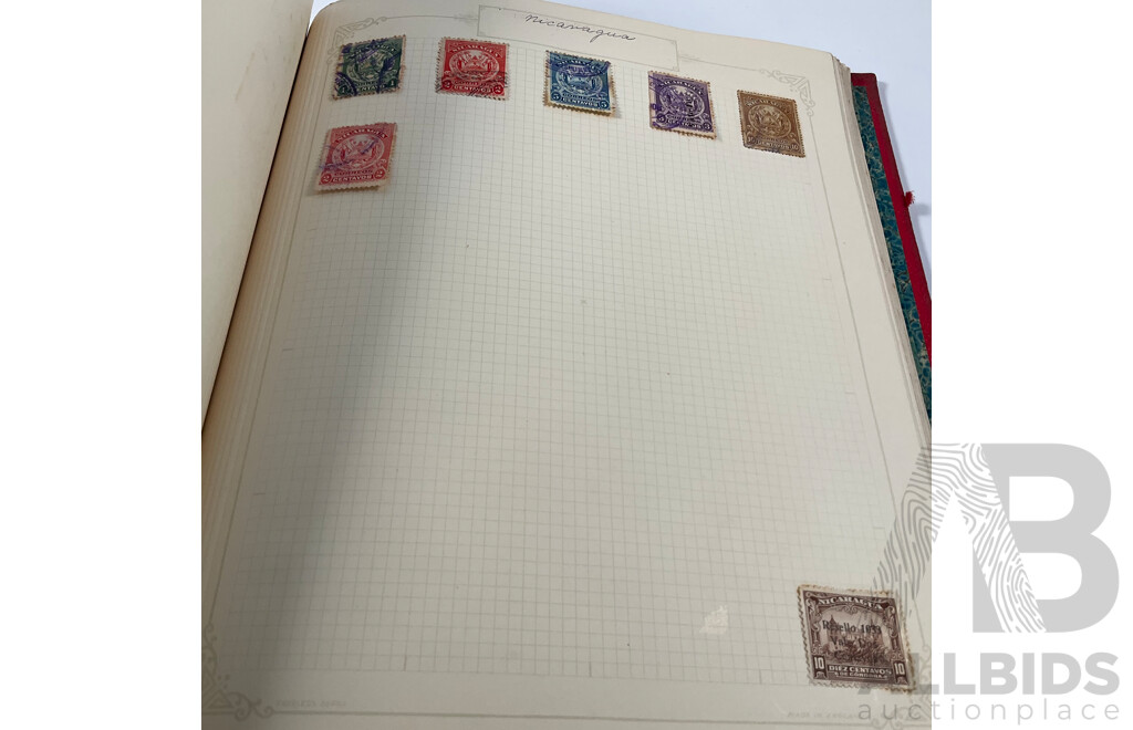 Album of Antique and Vintage Central American Stamps Including Dominica, Paraguay, Salvador, Nicaragua, Honduras, Venezuela, Uruguay