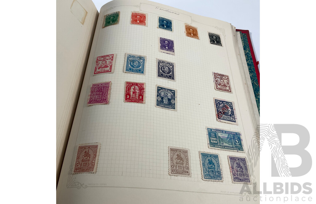 Album of Antique and Vintage Central American Stamps Including Dominica, Paraguay, Salvador, Nicaragua, Honduras, Venezuela, Uruguay