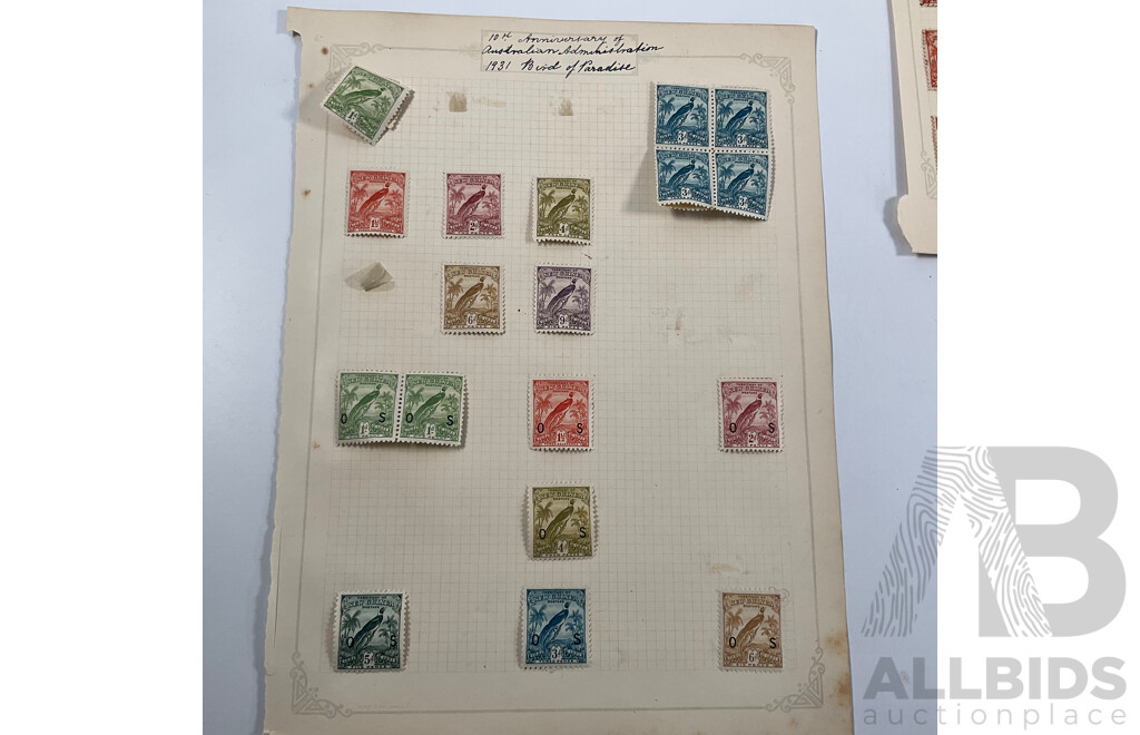 Collection of British New Guinea Stamps Including Air Mail Overprints, Mint Hinged, 1936 Jubilee, Papua Over Print, Official Service