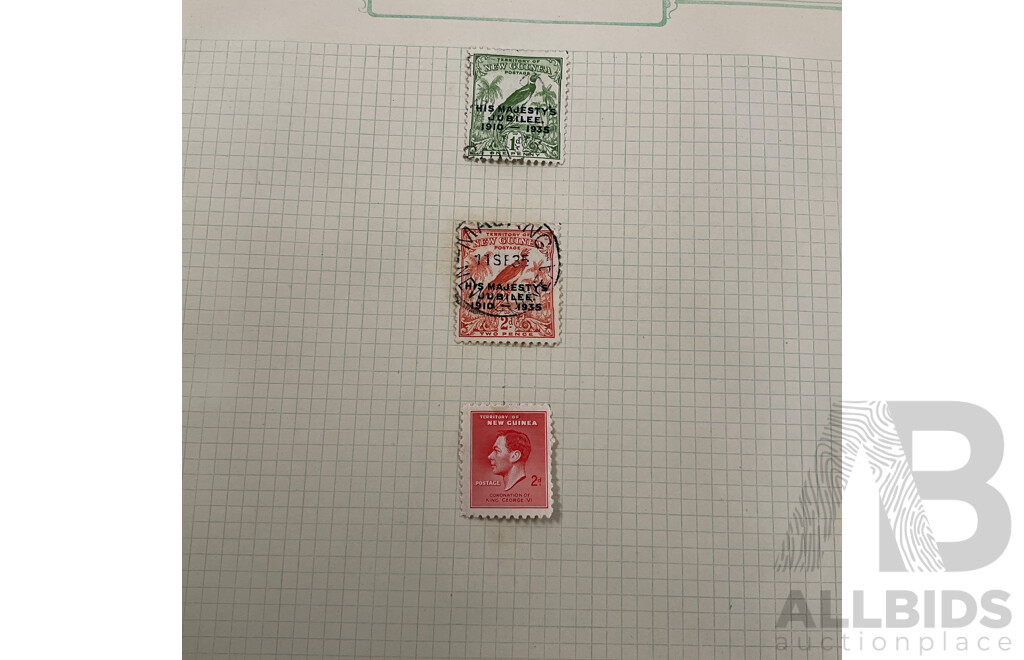 Collection of British New Guinea Stamps Including Air Mail Overprints, Mint Hinged, 1936 Jubilee, Papua Over Print, Official Service
