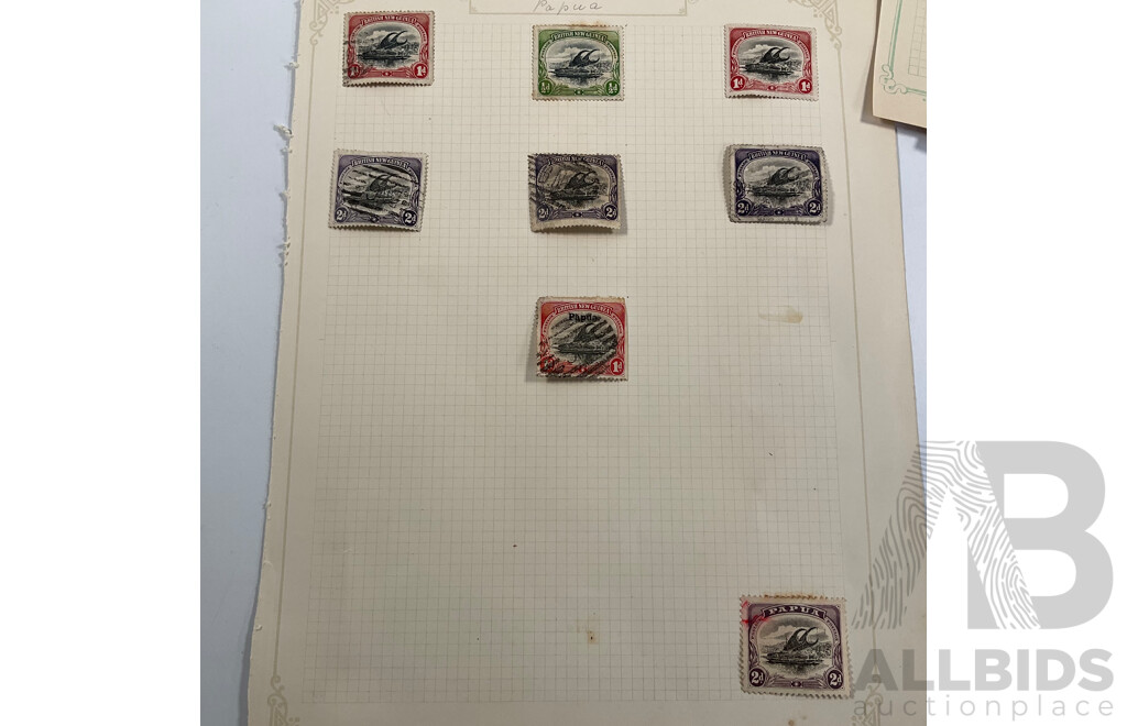 Collection of British New Guinea Stamps Including Air Mail Overprints, Mint Hinged, 1936 Jubilee, Papua Over Print, Official Service