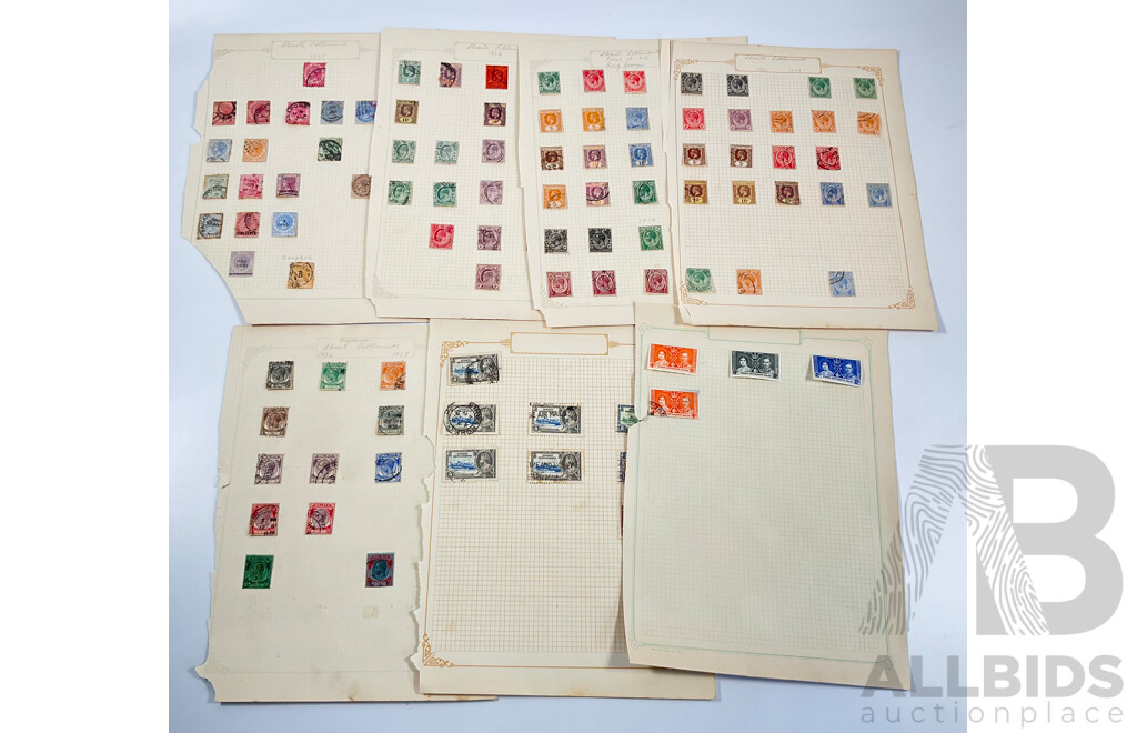 Collection of Straits Settlements Stamps Spanning 1867 to 1937 Including QV, KEVII, KGV, KGVI, Mint Hinged, Overprints, Sets