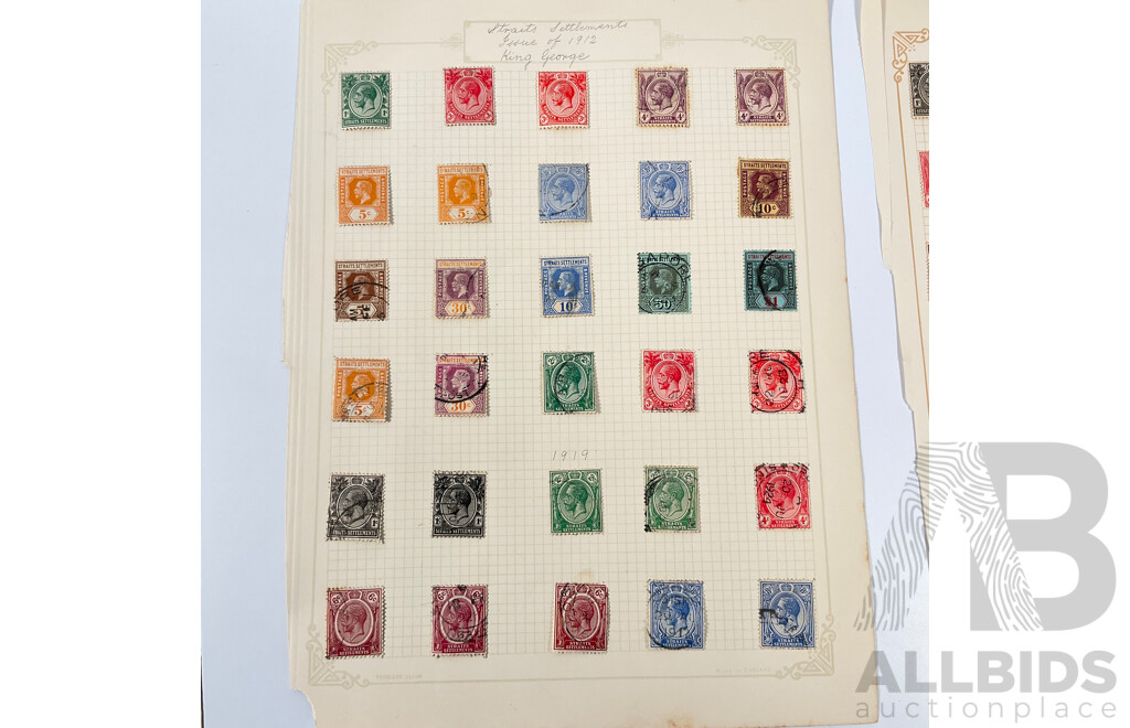 Collection of Straits Settlements Stamps Spanning 1867 to 1937 Including QV, KEVII, KGV, KGVI, Mint Hinged, Overprints, Sets
