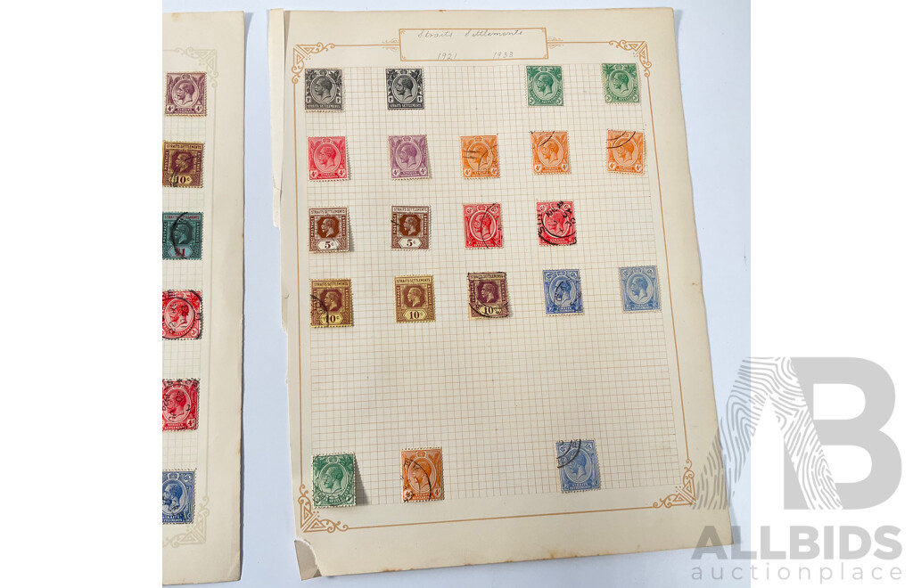 Collection of Straits Settlements Stamps Spanning 1867 to 1937 Including QV, KEVII, KGV, KGVI, Mint Hinged, Overprints, Sets