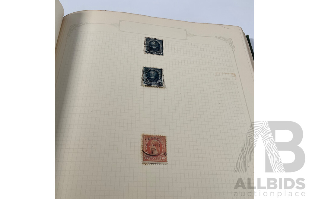 Album of USA Stamps Spanning 1890's to 1920's, Franklin, Washington, Martha Washington, Lincoln, Garfield, Roosevelt, Cleveland, Native Indians, Air Post, Mint Hinged Blocks