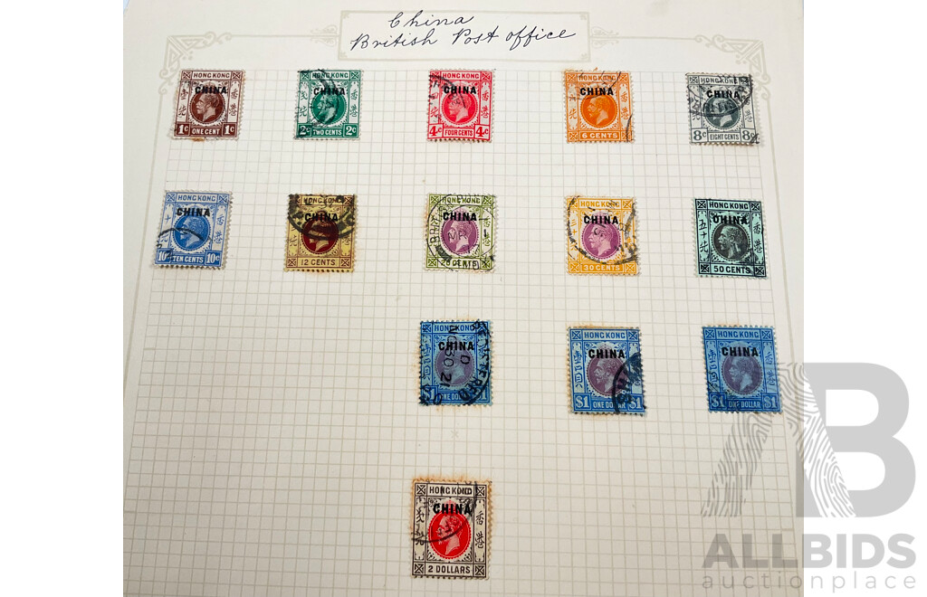 Collection of China/Great Britain KGV Stamps, Hong Kong China Overprints, One Cent to Two Dollars