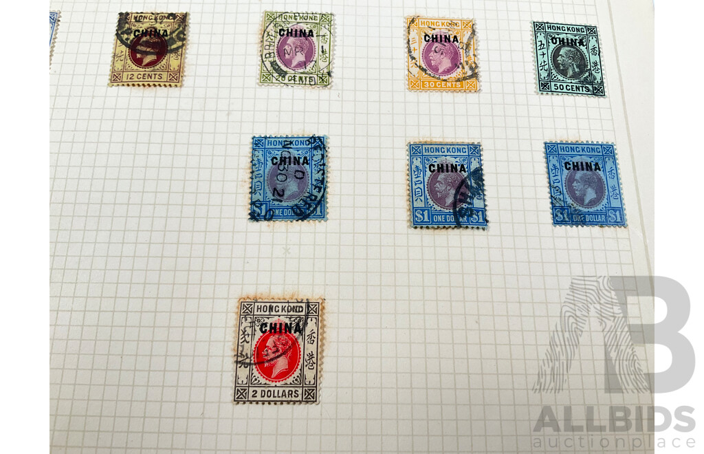 Collection of China/Great Britain KGV Stamps, Hong Kong China Overprints, One Cent to Two Dollars