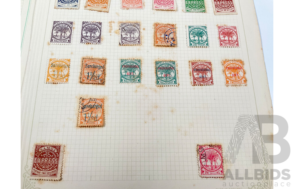 Collection of Antique/Vintage Samoa Stamps Including Express Postage One Penny to Two Shilling, 1890's Provisional Government Overprints, New Zealand/Samoa Overprints, Hut and Flag Set Half Penny to Two Shilling, Western Samoa