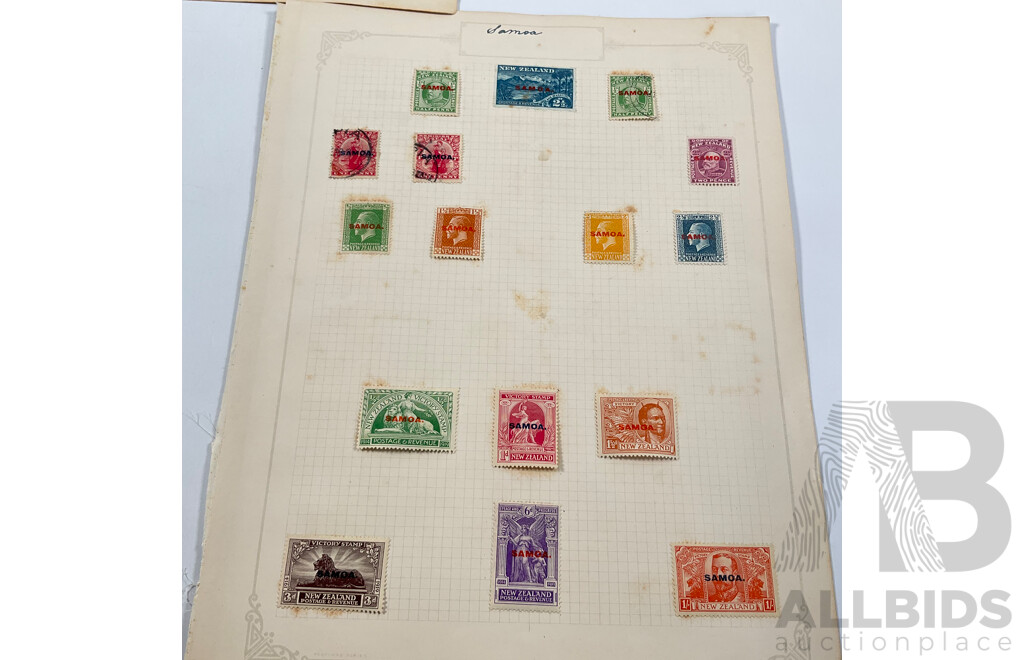 Collection of Antique/Vintage Samoa Stamps Including Express Postage One Penny to Two Shilling, 1890's Provisional Government Overprints, New Zealand/Samoa Overprints, Hut and Flag Set Half Penny to Two Shilling, Western Samoa