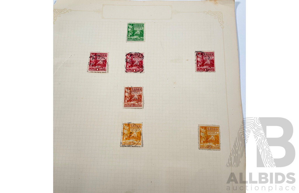 Collection of Antique/Vintage Samoa Stamps Including Express Postage One Penny to Two Shilling, 1890's Provisional Government Overprints, New Zealand/Samoa Overprints, Hut and Flag Set Half Penny to Two Shilling, Western Samoa