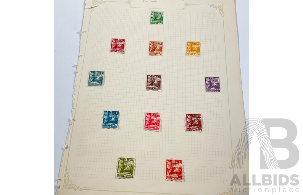Collection of Antique/Vintage Samoa Stamps Including Express Postage One Penny to Two Shilling, 1890's Provisional Government Overprints, New Zealand/Samoa Overprints, Hut and Flag Set Half Penny to Two Shilling, Western Samoa