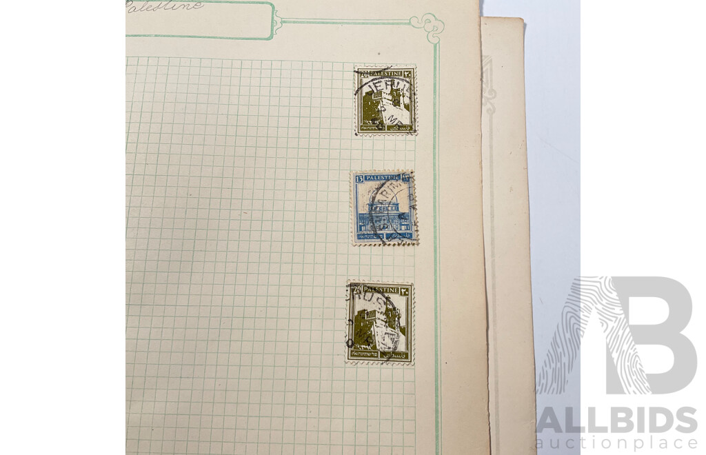 Collection of Antique/Vintage Palestine and Iraq Stamps Including 1920's Postage Paid, WW1 British Occupation on State Service Overprints, King Ghazi