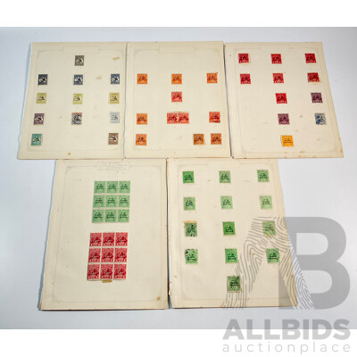 Australian KGV and Kangaroo on Map North West Pacific Island Over Print Stamps, Half Penny to Two Shillings, Mint Hinged Blocks