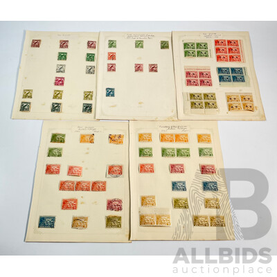 Collection of 1920's -1930's Territory of New Guinea Stamps Including Official Service Mint Hinged Blocks and Commonwealth Treasury Melbourne Prints, Half Penny to Sixpence