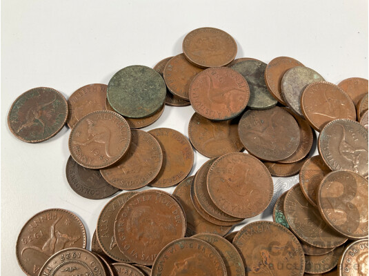 Collection of Australian Pennies and Half Pennies, Examples Spanning 1916 to 1961