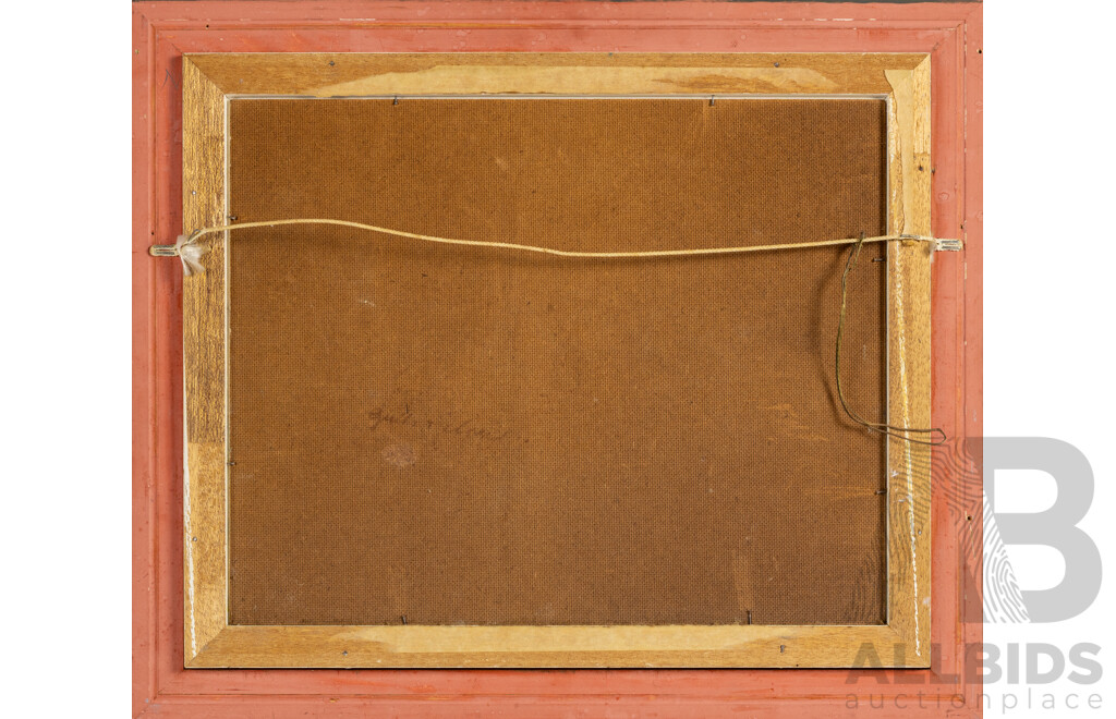 Townend (20th Century), Gulls & Clouds, Original Vintage Oil on Masonite Board, 42 x 50 cm (frame)