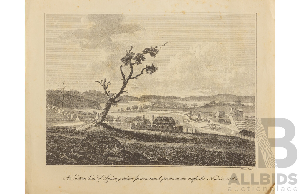 Collection of Ten Antique Sydney in 1796 -1807 Steel Engraving Prints on Paper, Originally Published by David Collins Esq c1798, 24 x 30 cm (sheets) (10)