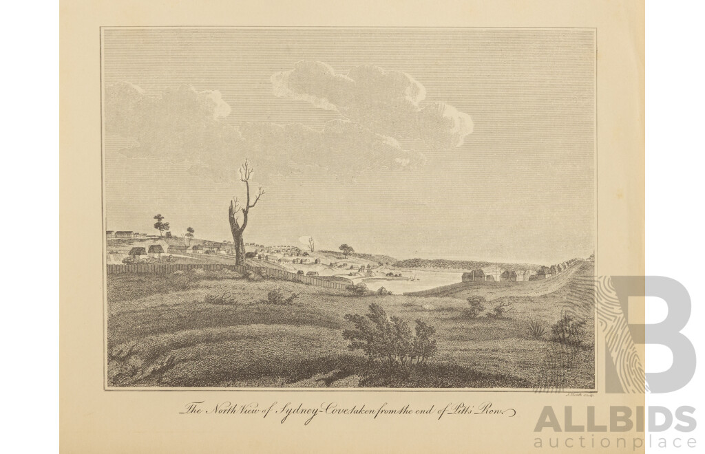 Collection of Ten Antique Sydney in 1796 -1807 Steel Engraving Prints on Paper, Originally Published by David Collins Esq c1798, 24 x 30 cm (sheets) (10)