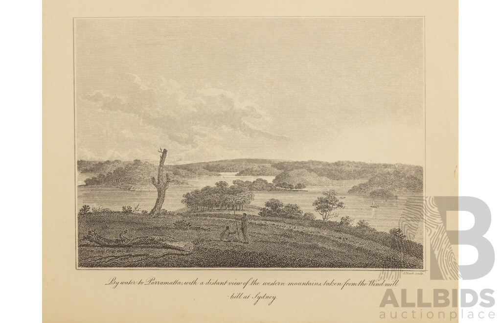 Collection of Ten Antique Sydney in 1796 -1807 Steel Engraving Prints on Paper, Originally Published by David Collins Esq c1798, 24 x 30 cm (sheets) (10)