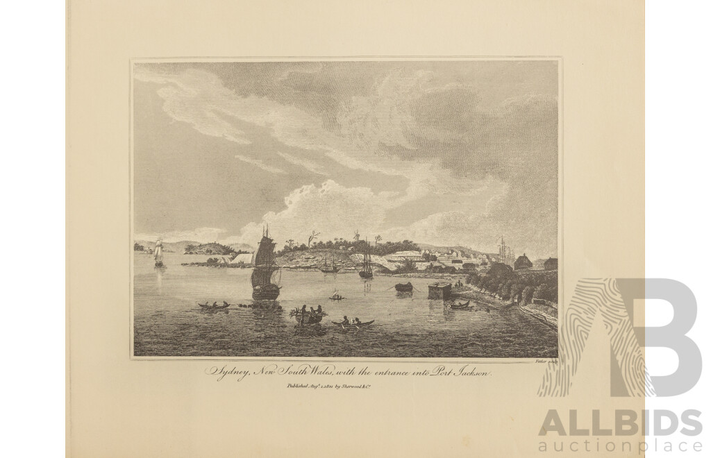Collection of Ten Antique Sydney in 1796 -1807 Steel Engraving Prints on Paper, Originally Published by David Collins Esq c1798, 24 x 30 cm (sheets) (10)
