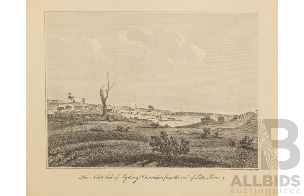 Collection of Ten Antique Sydney in 1796 -1807 Steel Engraving Prints on Paper, Originally Published by David Collins Esq c1798, 24 x 30 cm (sheets) (10)