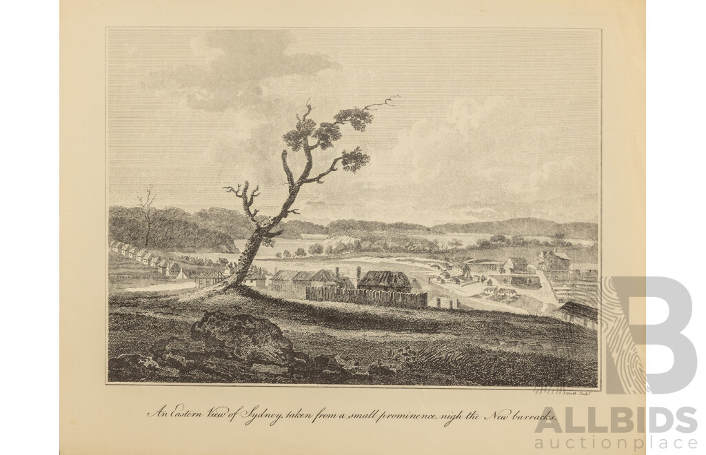 Collection of Ten Antique Sydney in 1796 -1807 Steel Engraving Prints on Paper, Originally Published by David Collins Esq c1798, 24 x 30 cm (sheets) (10)