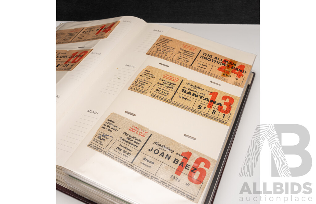 Folio of Vintage to Modern Used Concert Tickets