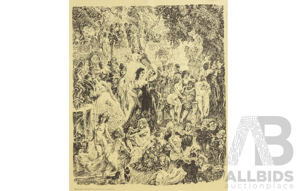 Norman Lindsay (19/20th Centuries, Australian, 1879-1969), Merchandise & More, Four Norman Lindsay Vintage Reproduction Prints Produced with Permission of Lindsay's Daughter, 59 x 45 cm (largest) (4)