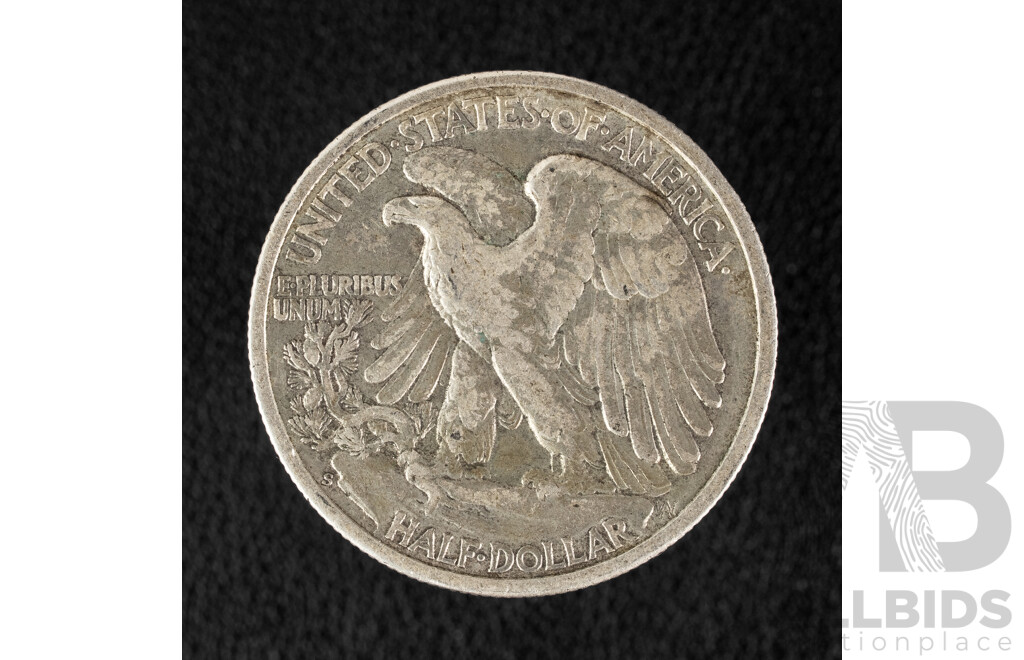 USA 1942 Silver Walking Liberty Half Dollar, San Fransisco Mint .900